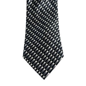 Aurelio Valentino Men's Necktie 100% Silk Made Italy Black Gray White